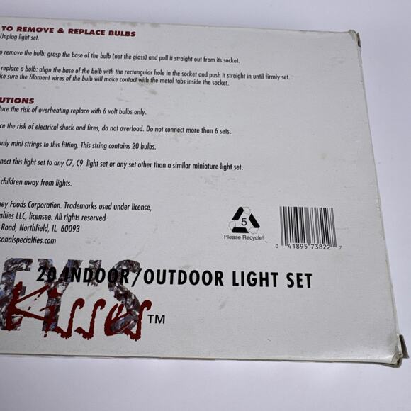 VTG Hershey’s Kisses Holiday Light Set Red Green Christmas Candy Collectible - Picture 6 of 9